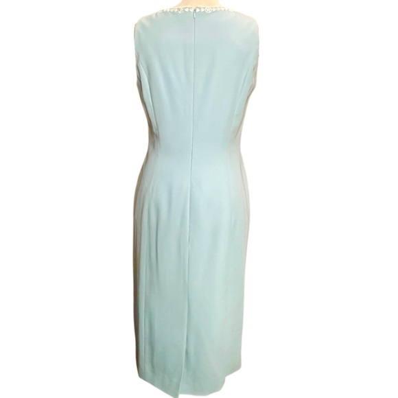 ESCADA Dress 38 (US 10) Powder Blue Embroidered Vintage Midi - Picture 5 of 10